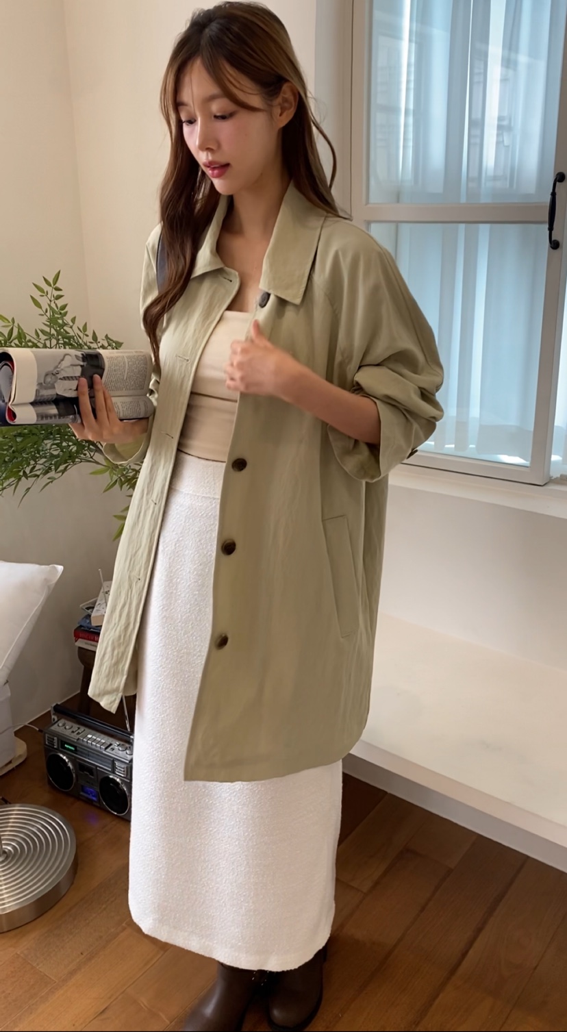 N BROWN直郵韓國代購女裝新品24秋冬休閑時尚推薦長款風衣N BROWN長款風衣圖色2